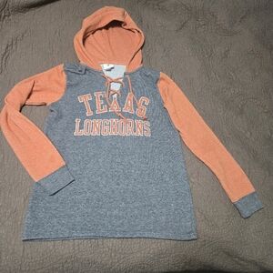University of Texas sweatshirt hoodie, laceup, attached hood, S